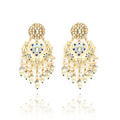 Paarvi Meenakari Earrings White - The Pashm
