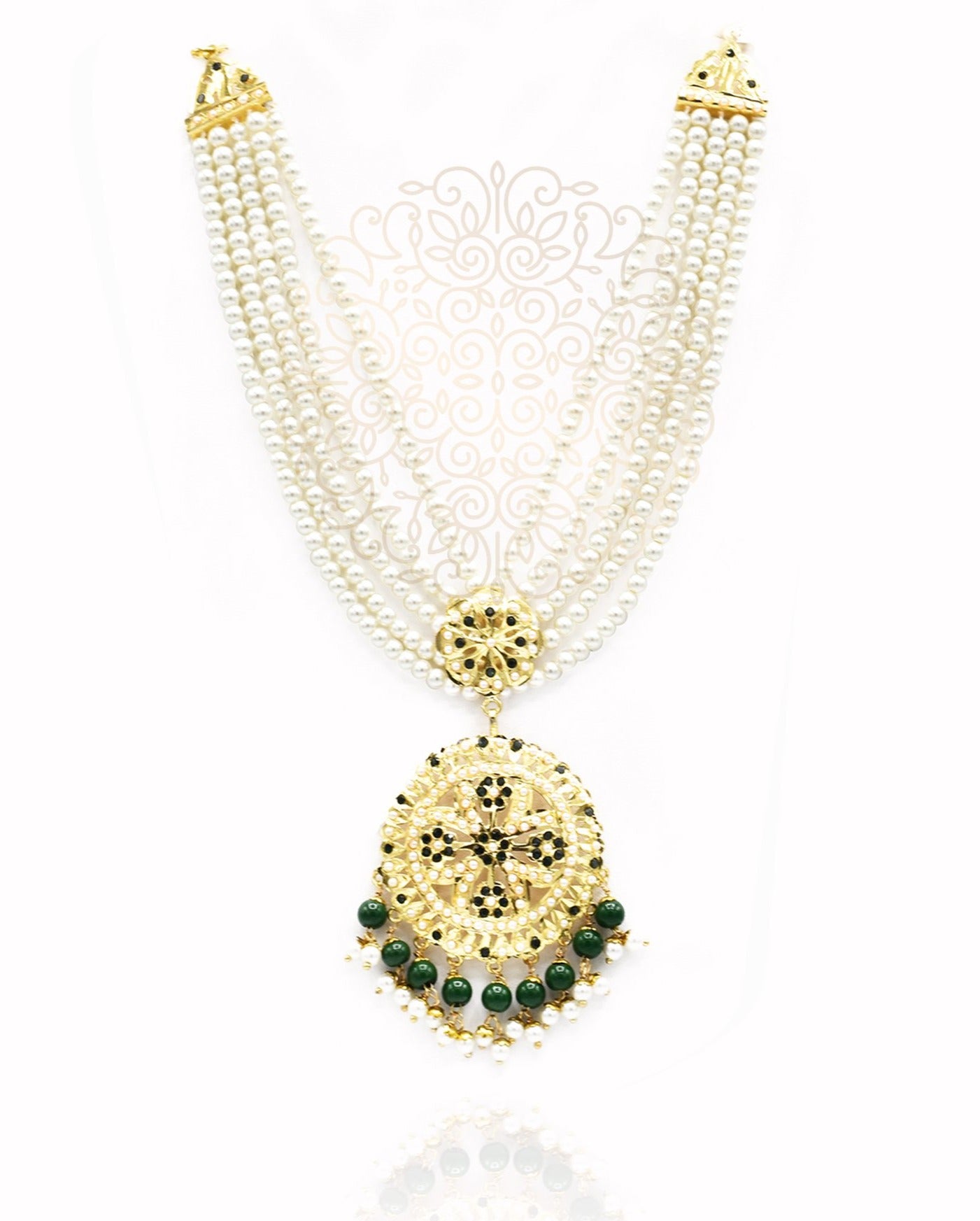 Jameela Jadau Haar Tikka Set - Green