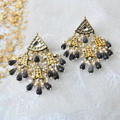 Kaaviya Kundan Black Earrings - The Pashm