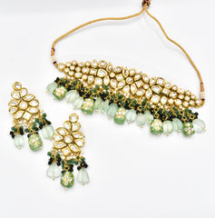 Amena Kundan Mint Green Choker Set - The Pashm