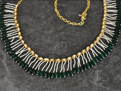 Kundan Green Drops Pearl Strings Waist Belt - The Pashm