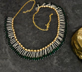 Kundan Green Drops Pearl Strings Waist Belt - The Pashm