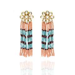 Aamna Kundan Peach Tassel Earrings - ThePashm