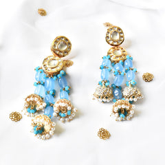 Kiaara Kundan Sky Blue Earrings - The Pashm