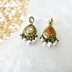 Vidhi Lac Earrings Green - The pashm