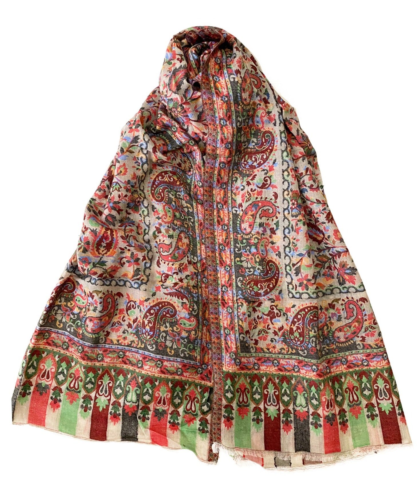 Lime Green Paisley Kani Pashmina Shawl - The Pashm