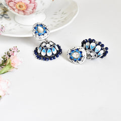 Pushpa Meenakari Earrings Blue White - The Pashm