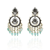 Mahi Studded Earrings Tikka Set Mint - The pashm