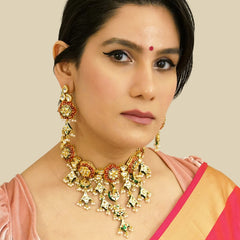 Nigar Enamel Kundan Choker Set - The Pashm