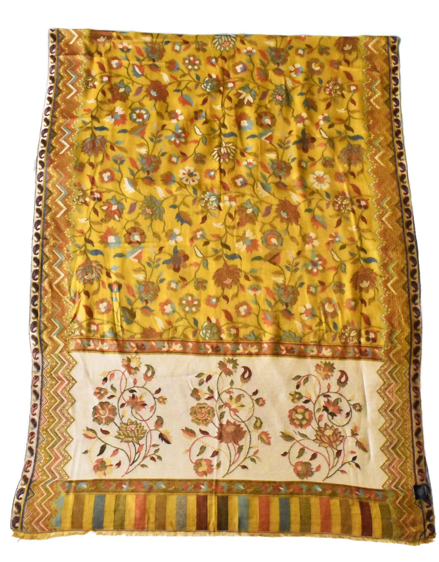 Modal Kani Weave Shawl Mustard - The Pashm