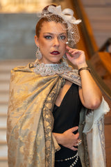 Tilla Contrast Border Beige Weave Wool Shawl - The Pashm