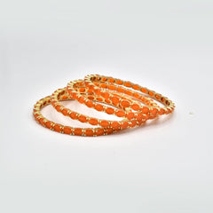 Colored Stones Bangles - Orange - The Pashm