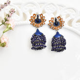 Kruttika Meenakari Blue Peacock Earrings - The Pashm