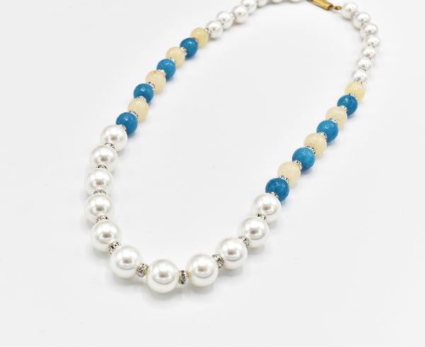 Tisha Pearl Sky Blue Beads Necklace - The Pashm