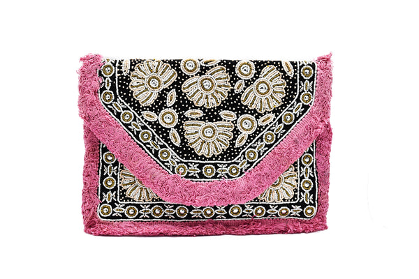Clover Boho Embroidered Bead Bag - The Pashm