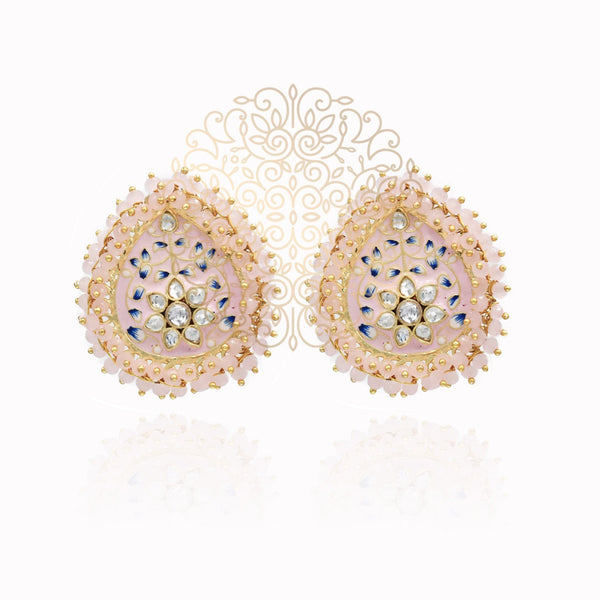 Faarha Meenakari Beaded Wreath Earrings Blush - The Pashm