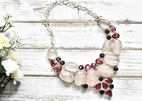 Rose Quartz Pink Topaz Necklace - The Pashm