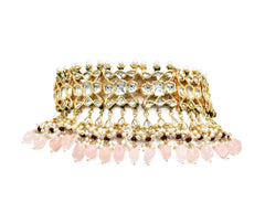 Beena Kundan Pink Drops Choker - The Pashm
