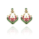 Vaidehi Meenakari Studded Earrings Magenta Green - The Pashm