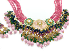 Miral Lac Necklace Set - Pink - The Pashm