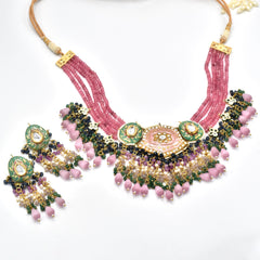 Miral Lac Necklace Set - Pink - The Pashm