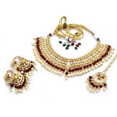 Farzeena Pearl Red Polki Set - The Pashm