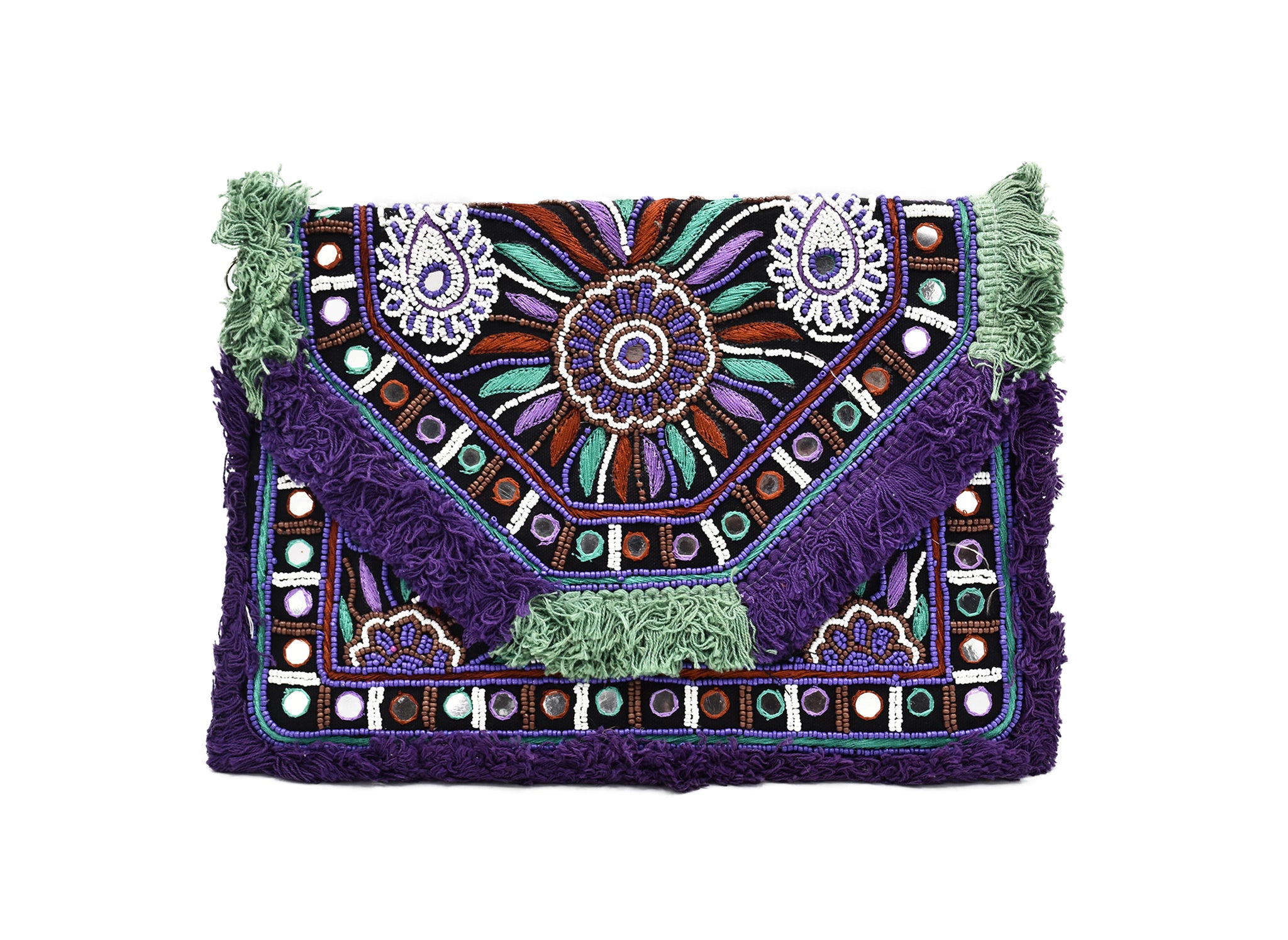 Delilah Boho Embroidered Fringe Bag - The Pashm