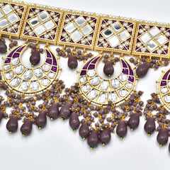 Aarma Mirror Choker Set - Purple - T?he Pashm