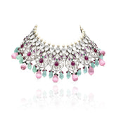 Afsha Kundan Polki Set - Silver - The Pashm