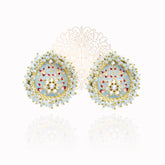 Faarha Meenakari Beaded Wreath Earrings Sky Blue - The Pashm