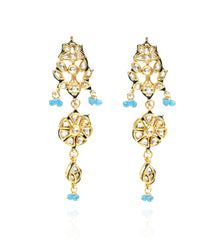 Sabiha Kundan Necklace Set - Blue - The Pashm