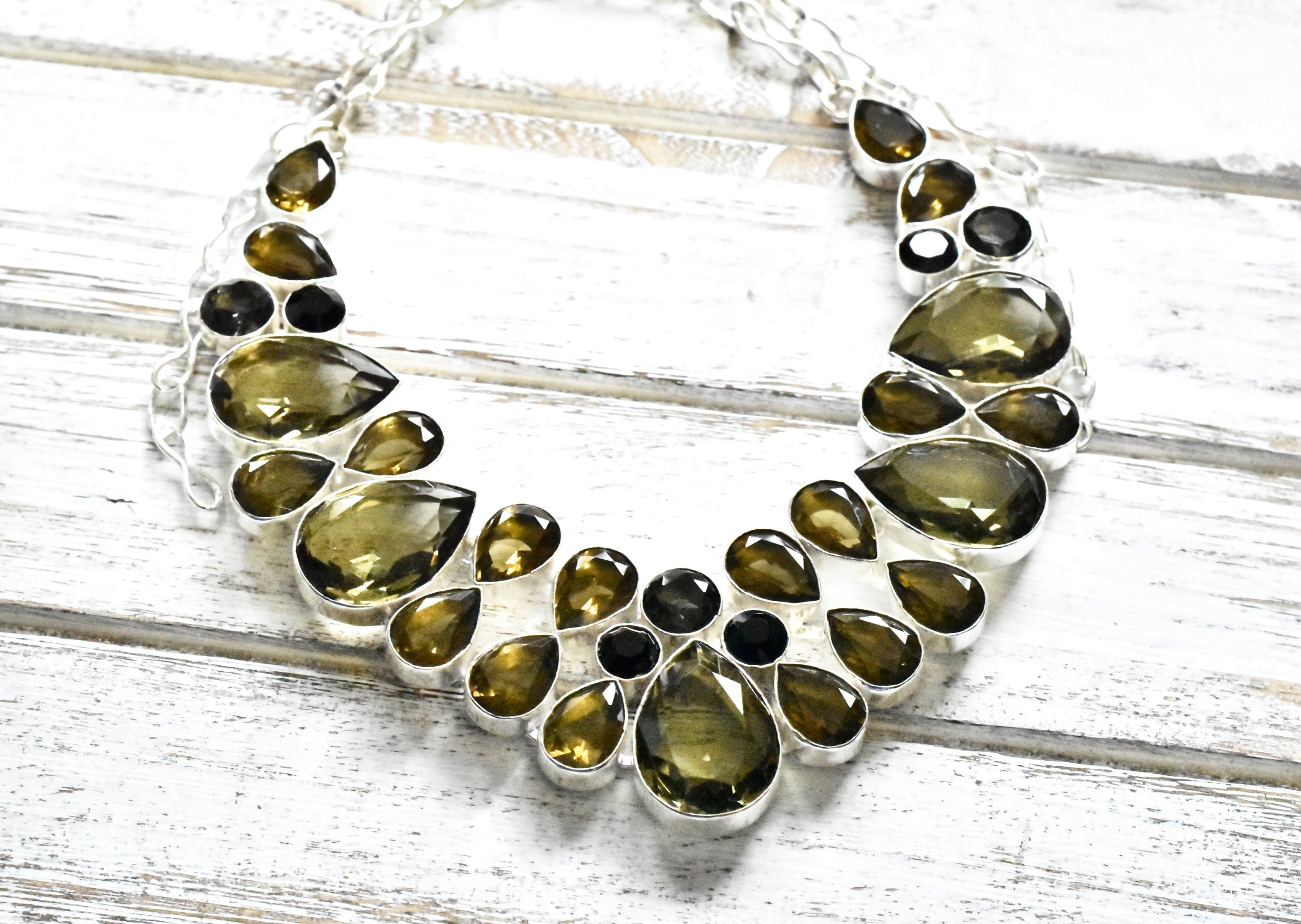 Smoky Quartz Bib Necklace - The Pashm