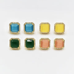 Cabochon Stone AD Studs - The Pashm