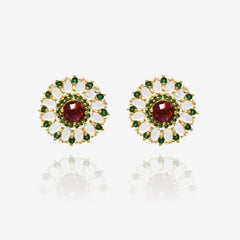 Starburst Crystal Studs Green - The Pashm