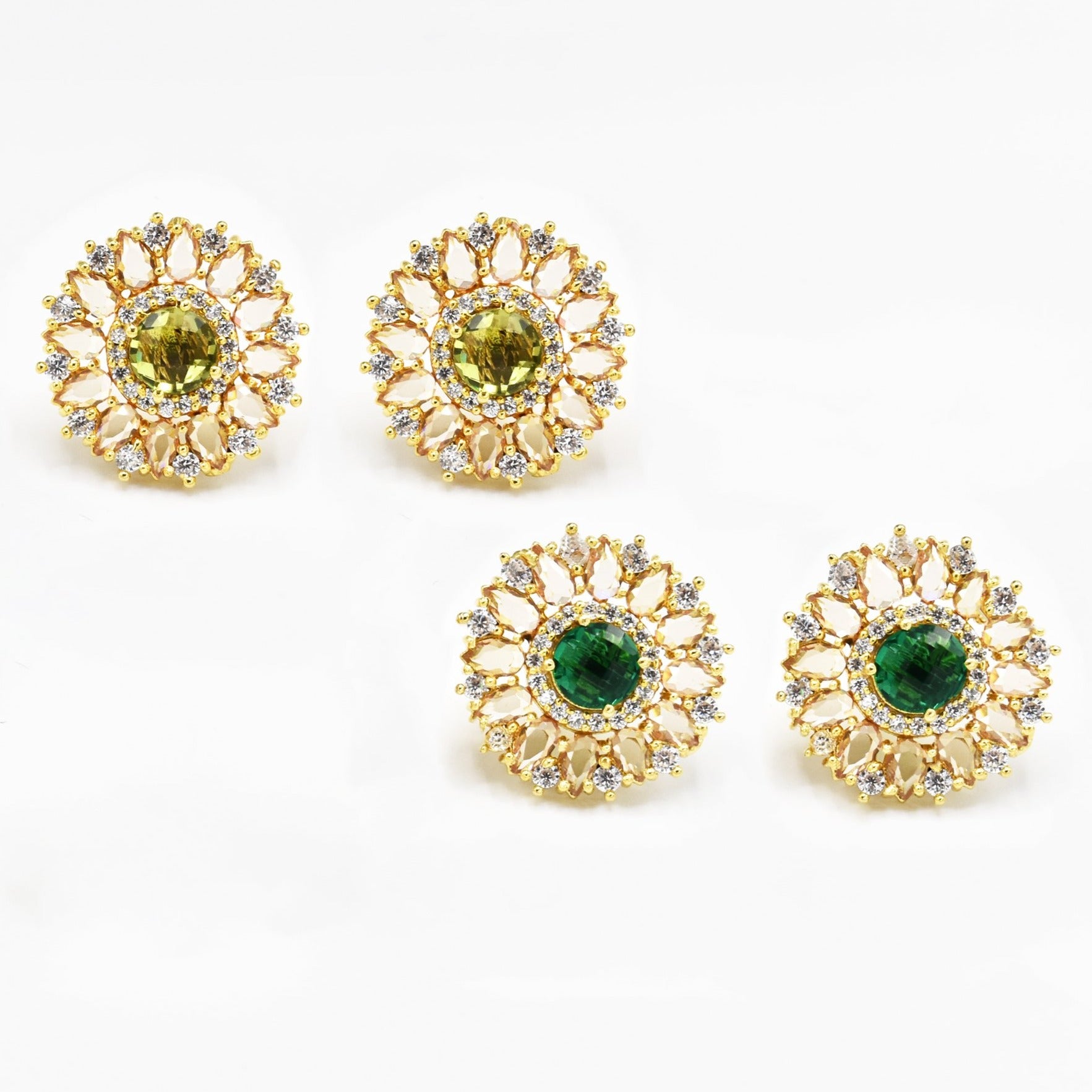 Starburst Crystal Studs - Gold Hue - The Pashm