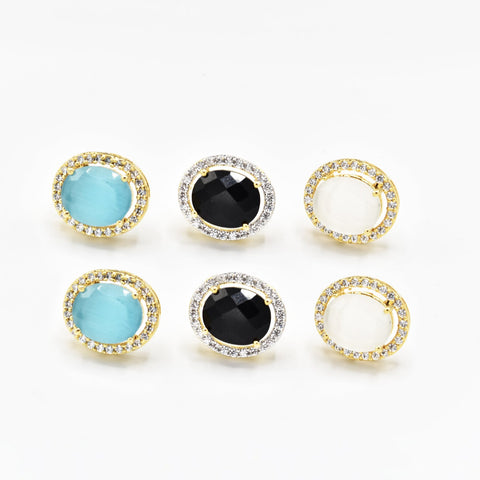 Oval Crystal AD Studs - The Pashm