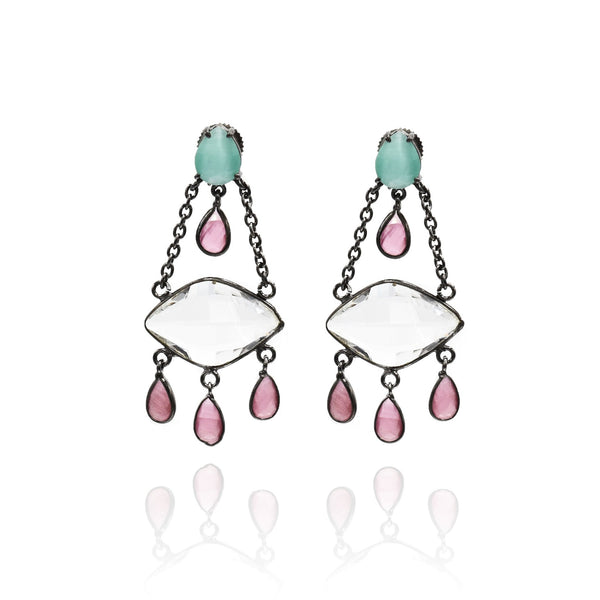 Crystal Colored Drops Earrings - The Pashm