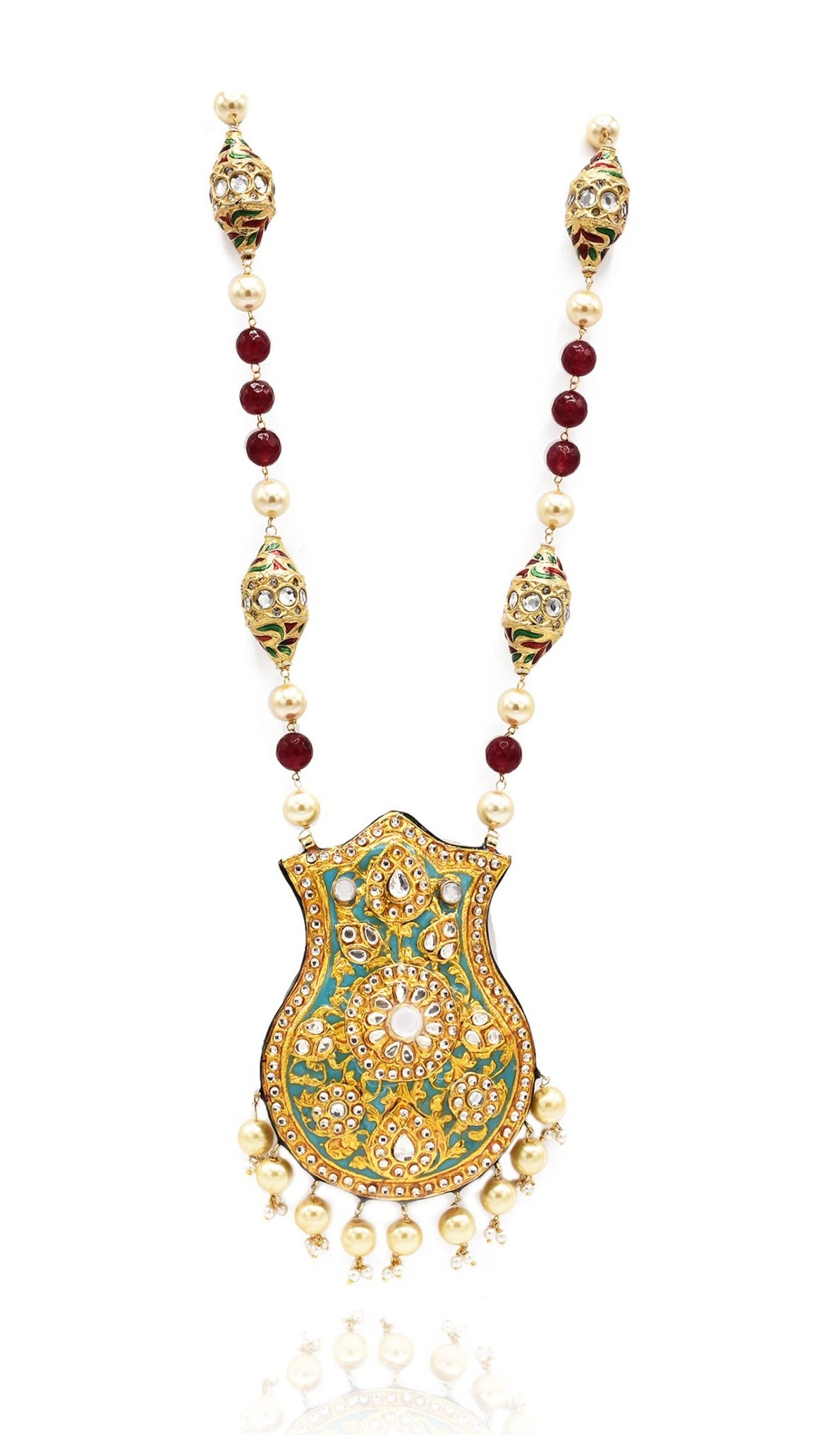 Nyra Lac Teal Pink Reversible Necklace - The Pashm