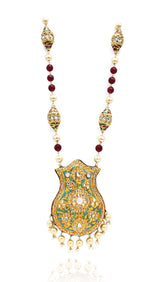 Nyra Lac Teal Pink Reversible Necklace - The Pashm