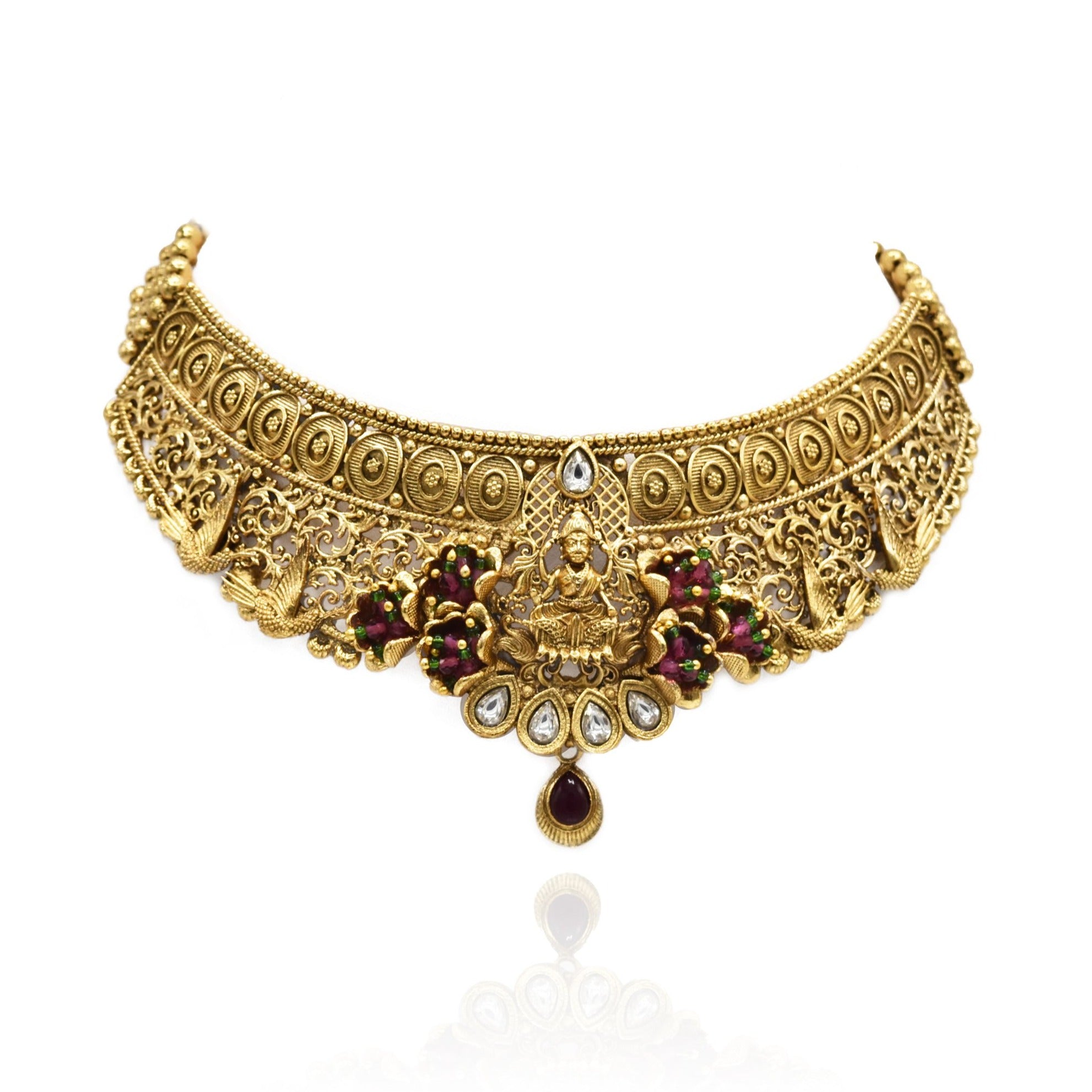 Devi Antique Gold Temple Choker Set - The Pashm