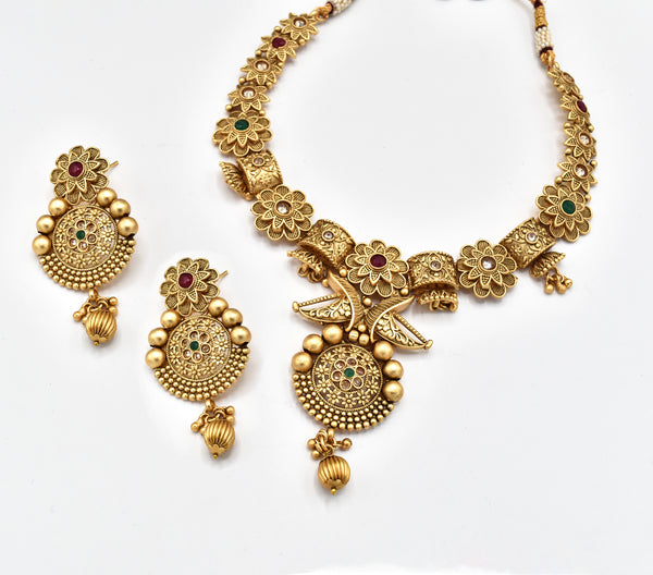 Ketki Antique Gold Flower Set - The Pashm