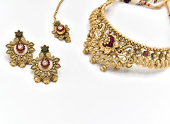 Nyra Antique Gold Temple Choker Set - The Pashm