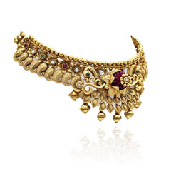 Nyra Antique Gold Temple Choker Set - The Pashm