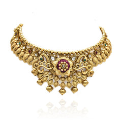 Nyra Antique Gold Temple Choker Set - The Pashm