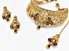 Devi Antique Gold Temple Choker Set - The Pashm