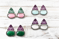 Victorian Style Studded Cabochon Earrings - The Pashm