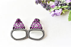 Victorian Style Studded Cabochon Earrings - The Pashm