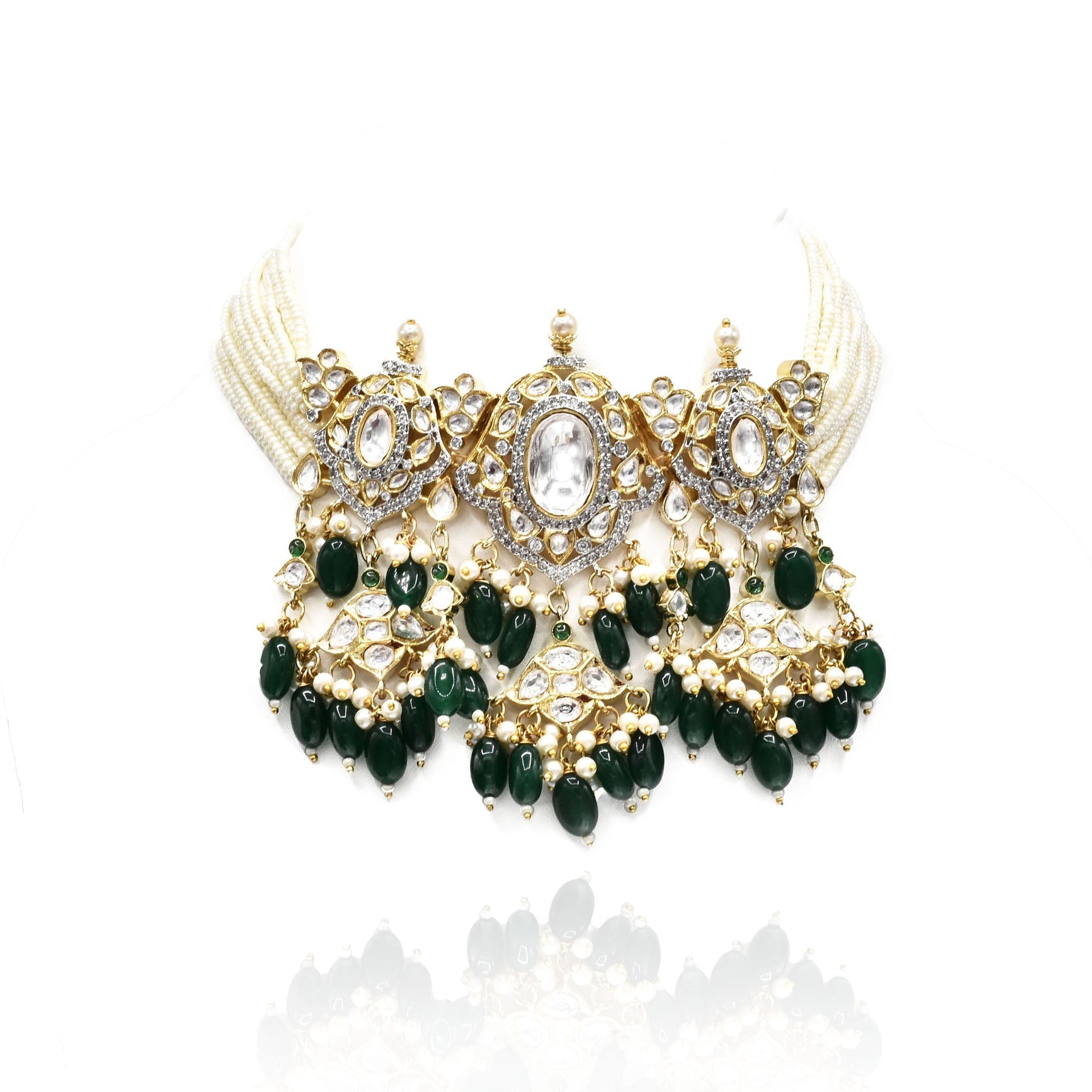 Palwasha Choker Set - Green - The Pashm