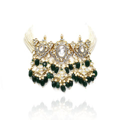 Palwasha Choker Set - Green - The Pashm