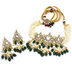 Palwasha Choker Set - Green - The Pashm